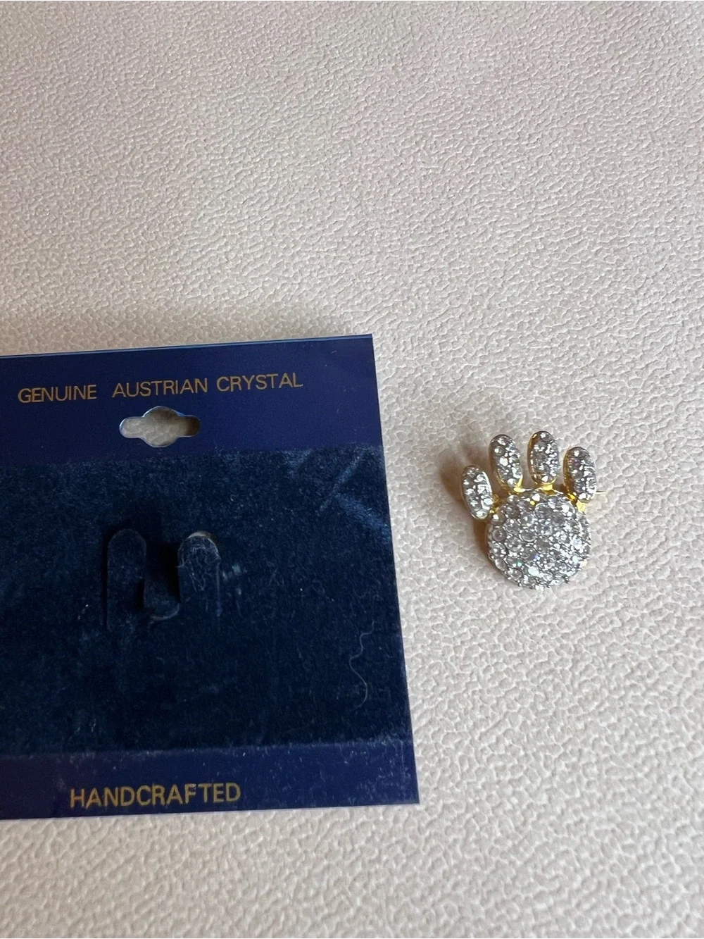 Paw Pin Brooch Genuine Austrian Crystal- Vintage New Old Stock